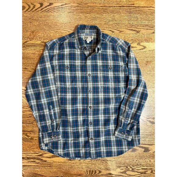 Duluth Trading Mens Blue Gray Red Plaid Button Down Flannel Size Large Outdoor - Picture 8 of 12
